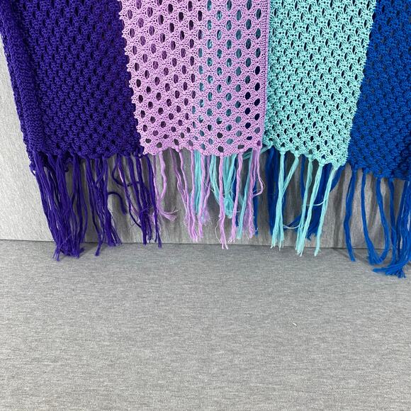 Davi & Dani Oversized Colorblock Crocheted Sweater XL Cover Up Beachy Fringe - Picture 3 of 9